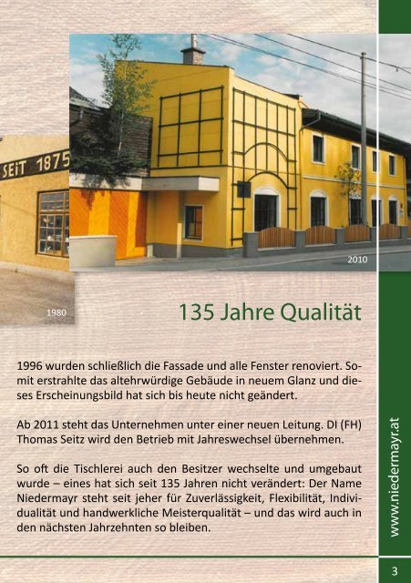 135 Jahre Holz in seiner schönsten Form ... - Tischlerei Niedermayr