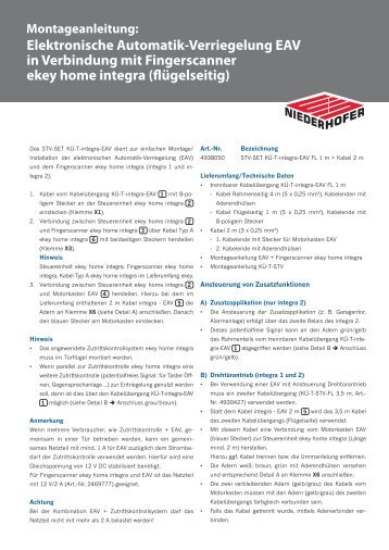 Elektronische Automatik-Verriegelung EAV in Verbindung mit ...