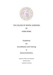 THE COLLEGE OF DENTAL SURGEONS OF HONG KONG ...