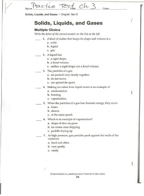 Solids, Liquids, and Gases - Teacher