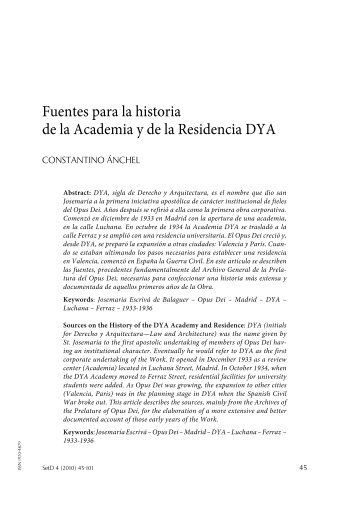 Fuentes para la historia de la Academia y de la Residencia DYA - ISJE