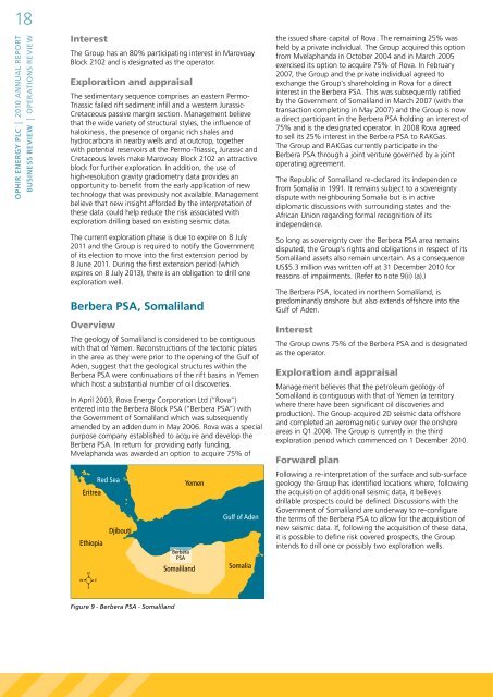 Annual Report 2010 - Ophir Energy