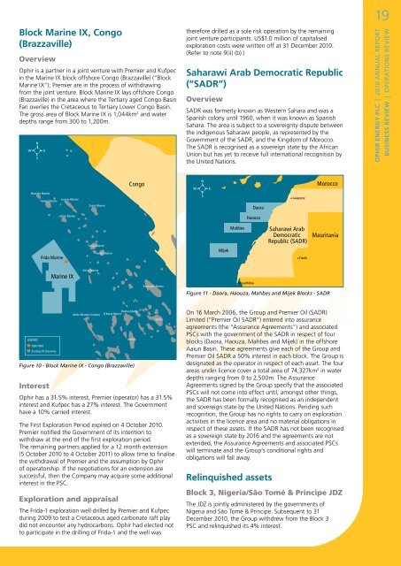 Annual Report 2010 - Ophir Energy