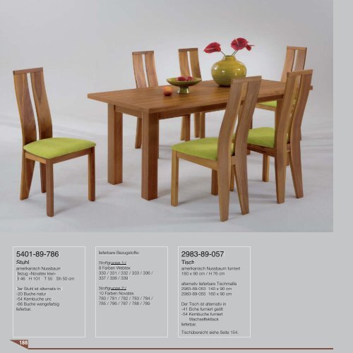 Stuhl- und Tischsysteme – Einzelgruppen - Niehoff