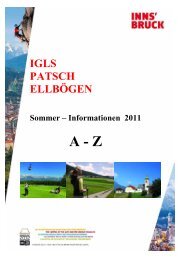 Igls, Patsch, Ellbögen: Sommer – Informationen 2011