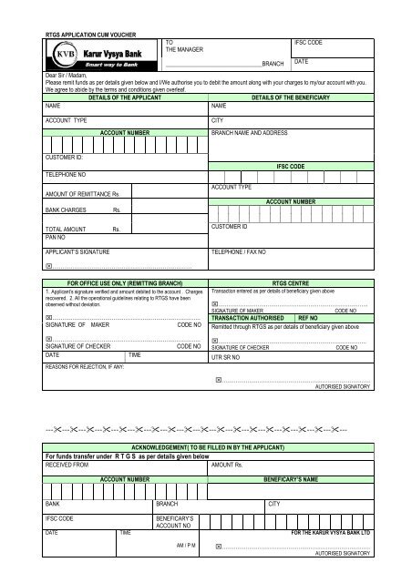 Download Form Karur Vysya Bank