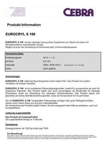 Produkt-Information EUROCRY LL S 100