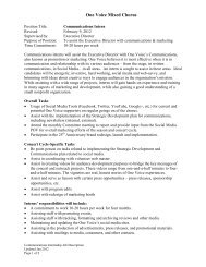 Communications Intern Job Description - One Voice Mixed Chorus