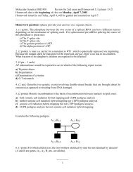 Molecular Genetics BSCI410 Review for 2nd exam and Homework 3 ...