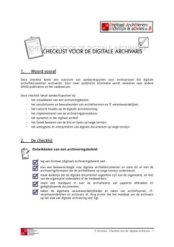 Checklist voor de digitale archivaris