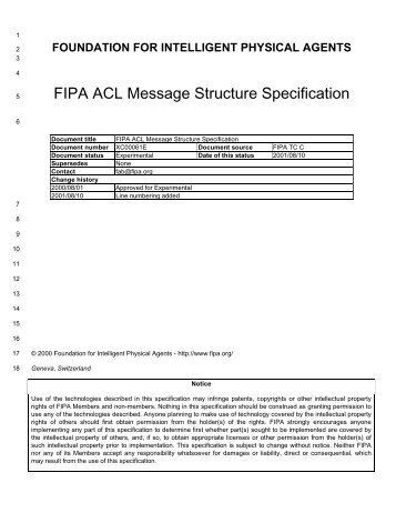 FIPA ACL Message Structure Specification