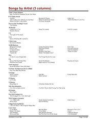 Songs by Artist (3 columns)