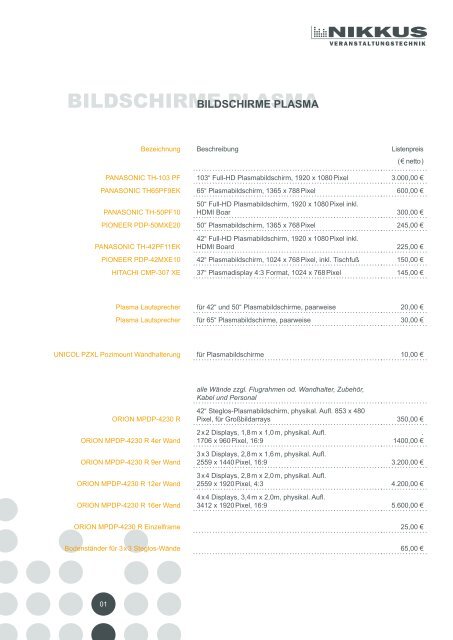 Download Preisliste Medientechnik - NIKKUS Veranstaltungstechnik ...