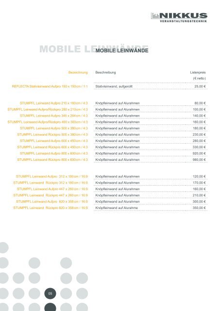 Download Preisliste Medientechnik - NIKKUS Veranstaltungstechnik ...