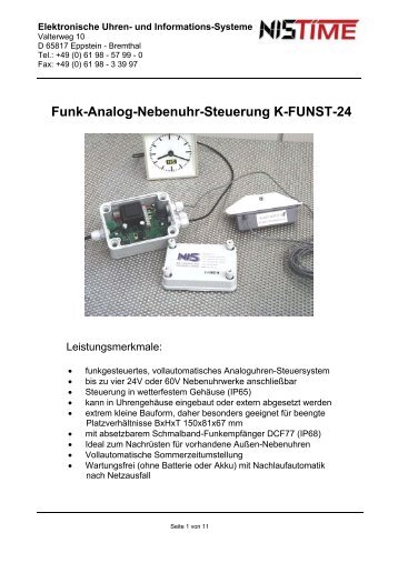Funk-Analog-Nebenuhr-Steuerung K-FUNST-24 - NIS time