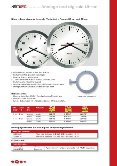 Analoge und digitale Uhren - NIS time