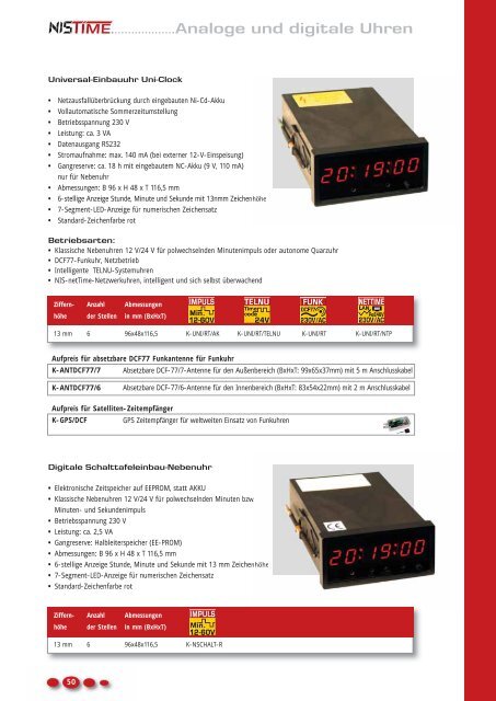 Analoge und digitale Uhren - NIS time