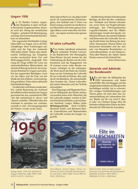 Zeitschrift MilitÃ¤rgeschichte [Heft 03/2006]