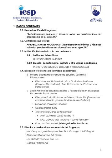 programa educativo de residencia - Universidad de La Punta (ULP)