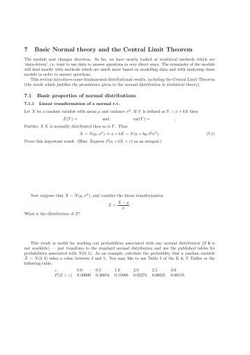 7 Basic Normal theory and the Central Limit Theorem - CREEM