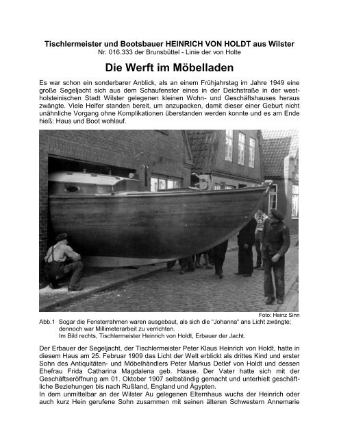 Der Tischlermeister und Bootsbauer HEINRICH ... - Mein-Wilster.de