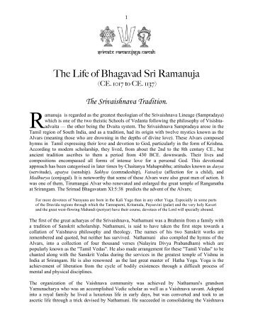 The Life of Bhagavad Sri Ramanuja - Yajur Veda Australasia ...