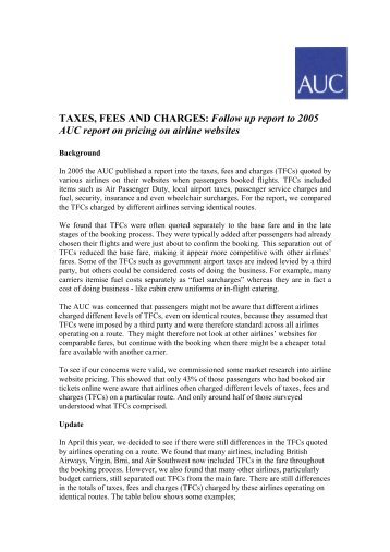 TAXES, FEES AND CHARGES: Follow up report to - Air Transport ...