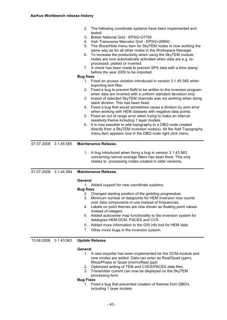 Workbench Release History