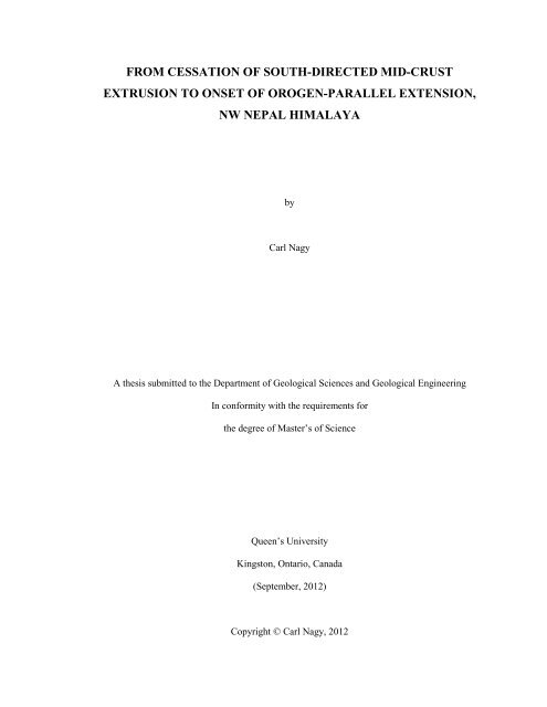 title of the thesis - Department of Geology - Queen's University