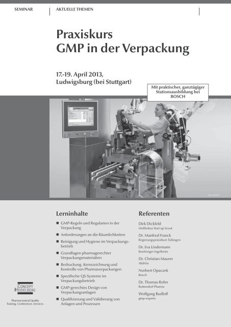 Praxiskurs Gmp In Der Verpackung Blog Bosch Packaging