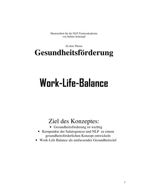 Gruppenübung zur Work- Life – Balance - NLP-TrainerAkademie