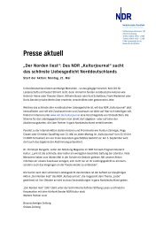 Presse aktuell „Der Norden liest“: Das NDR „Kulturjournal“