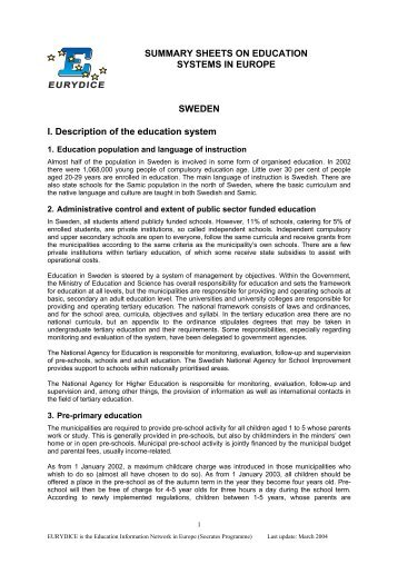 Summary sheets on education systems in Europe - Eu-mail.info