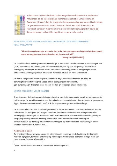 Plan van aanpak lokale economie 2012 - Gemeente Halderberge