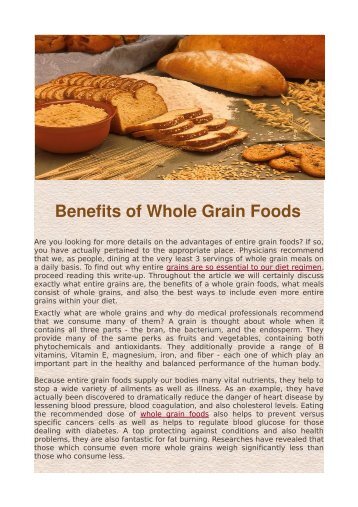 Benefits of Whole Grain Foods