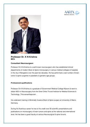 Professor Dr. K N Krishna - Surgery in India