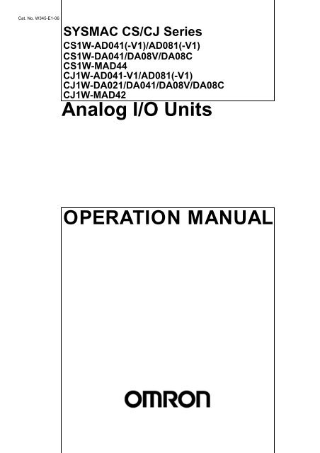 SYSMAC CS/CJ Series CS1W-AD041(-V1)/AD081 (-V1) - Valtek