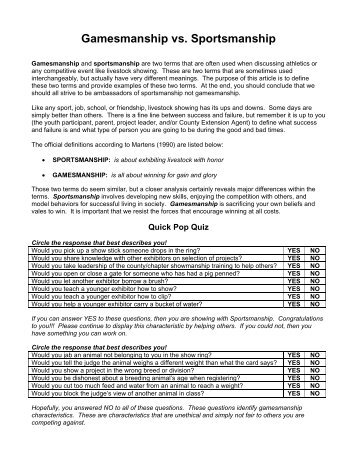 Gamesmanship vs. Sportsmanship - Extension Education in Comal ...