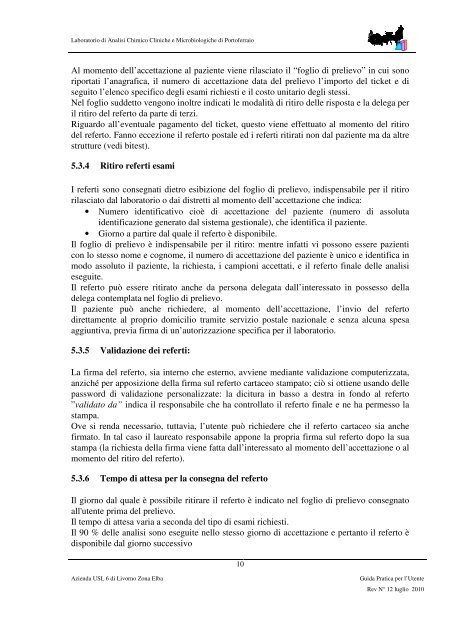 Guida Pratica per l'Utente - USL 6 - Livorno