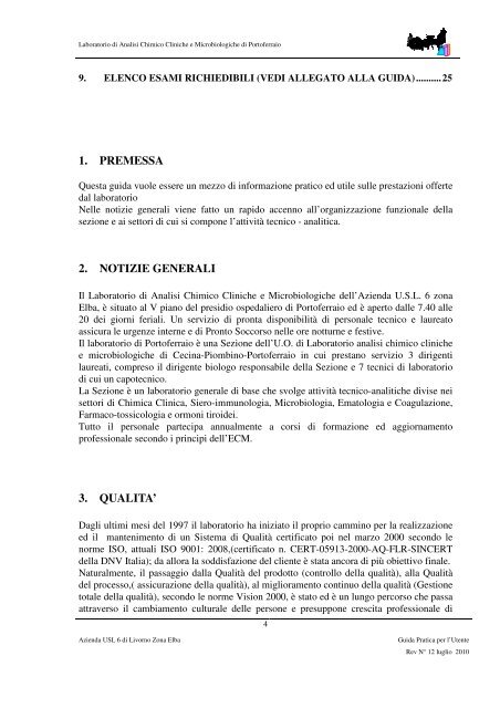 Guida Pratica per l'Utente - USL 6 - Livorno