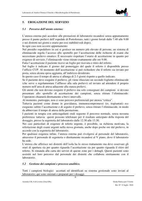 Guida Pratica per l'Utente - USL 6 - Livorno