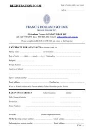 REGISTRATION FORM - Francis Holland School