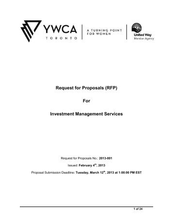 Request for Proposals (RFP) For Investment ... - YWCA Toronto