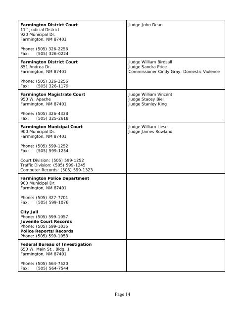 Statewide Resource Directory - United States Courts - District of ...