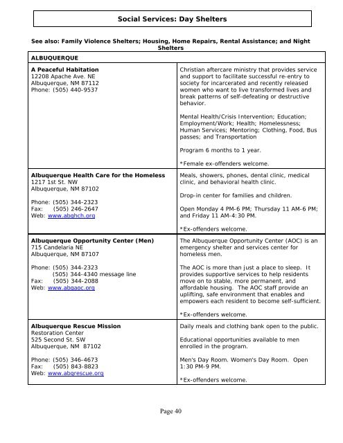 Statewide Resource Directory - United States Courts - District of ...