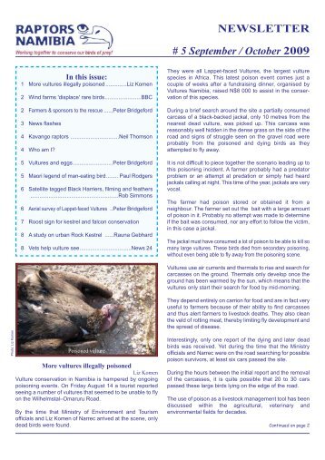 NEWSLETTER # 5 September / October 2009 - Namibia Nature ...