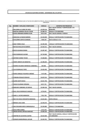 Embargos comerciales y/o judiciales - Universidad del AtlÃ¡ntico