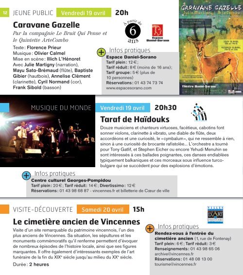 Agenda culturel de Vincennes, avril-aoÃ»t 2013 (pdf - 6,56 Mo)