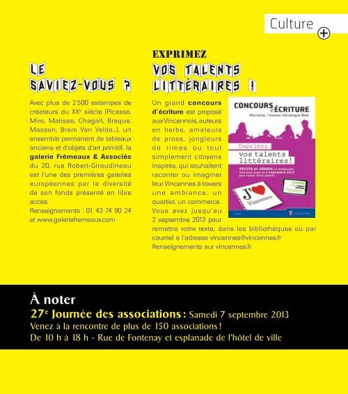 Agenda culturel de Vincennes, avril-aoÃ»t 2013 (pdf - 6,56 Mo)