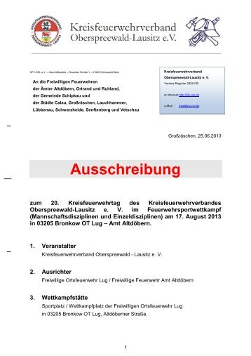 Ausschreibung 20. Kreisfeuerwehrtag Lug - KFV-OSL